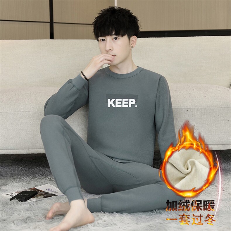 秋冬保暖内衣男士秋衣秋裤加绒加厚青年l两件套套装TZ3133-P67,男装棉衣,星座310B-3