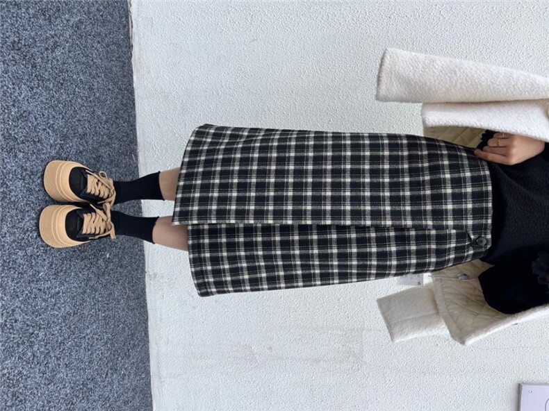 加绒一粒扣羊毛裙，其它，昕叶良品