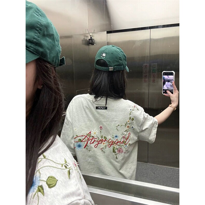 万针全刺绣工艺抖音得物高品质260克重磅纯棉双纱美式高街短袖T恤,男装T恤,电商A486