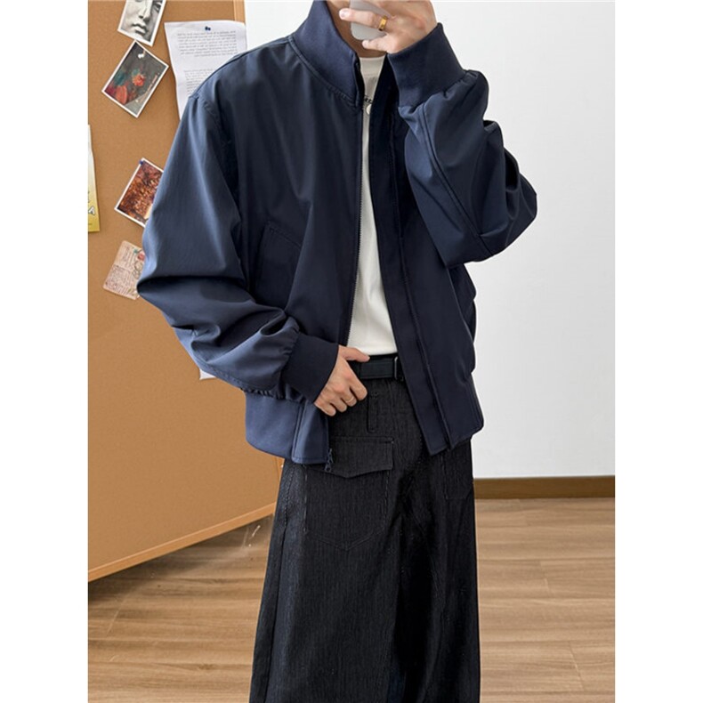 美式复古飞行员夹克男短款简约立领痞帅棒球服外套JZ7705,男装夹克,星座516A