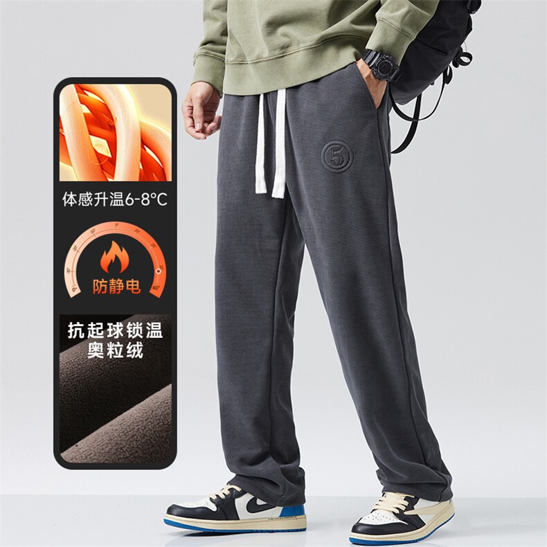 A178-1  DY519A  P85  博奥绒华夫格秋冬季加绒美式休闲卫裤图片
