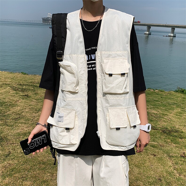 工装夹克背心男潮牌新款机能风薄款马甲ins宽松坎肩上衣W888-P40,男装背心/马甲,星座512-2