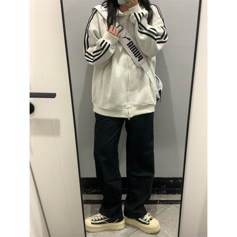 CW35HH-特P43三条杠花灰色外套男高级感痞帅立领卫衣夹克,男装夹克,星座1007（原301D）