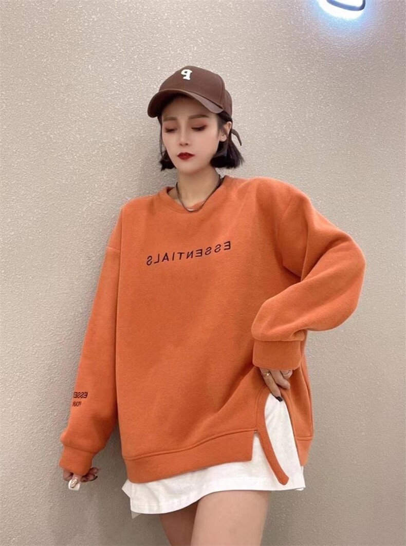 新款字母加绒卫衣，女装卫衣/绒衫，娇姿百合