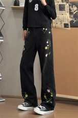 B221美式ins高街暗黑绣花宽松直筒牛仔裤LK25581-特P45控78，男装牛仔裤，电商B221