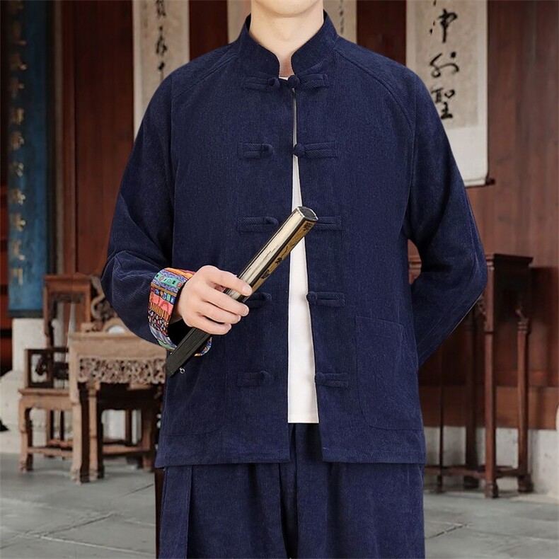 男士外套灯芯绒夹克盘扣立领唐装风XZ1512-2502单夹克-P80,男装夹克,星座1512