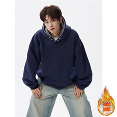 ！加绒加厚拼接撞色卫衣冬季连帽衫外套女WR2254JR-P65控98，女装短外套，星座815A