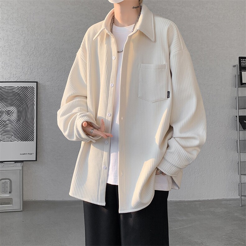 8XL-M春季衬衫外套纯色大码复古宽松轻熟风穿搭长袖衬衣CS9003P58,男装衬衫,电商B238