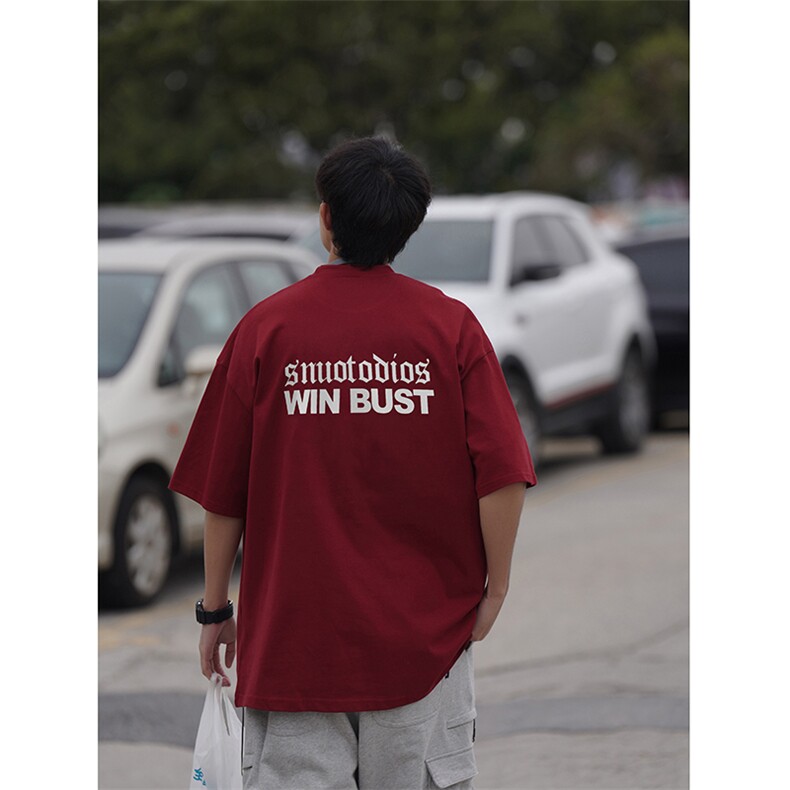 抖音供货260克重磅纯棉宽松大码发泡印花短袖T恤A158-T88-P28控48,男装T恤,电商A158