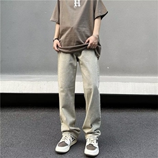 原宿长裤青春流行新款简约潮宽松直筒慵懒牛仔裤T1633P42，男装牛仔裤，星座1116-2