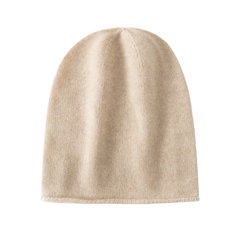 2025年春季新款百搭女士双股加厚保暖平面卷边帽，帽子，顺禾羊绒