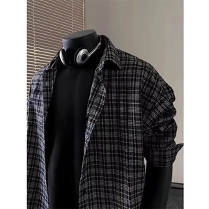 美式vintage格子衬衫男高街叠穿长袖衬衣cleanfit外套WLC400-P38图片