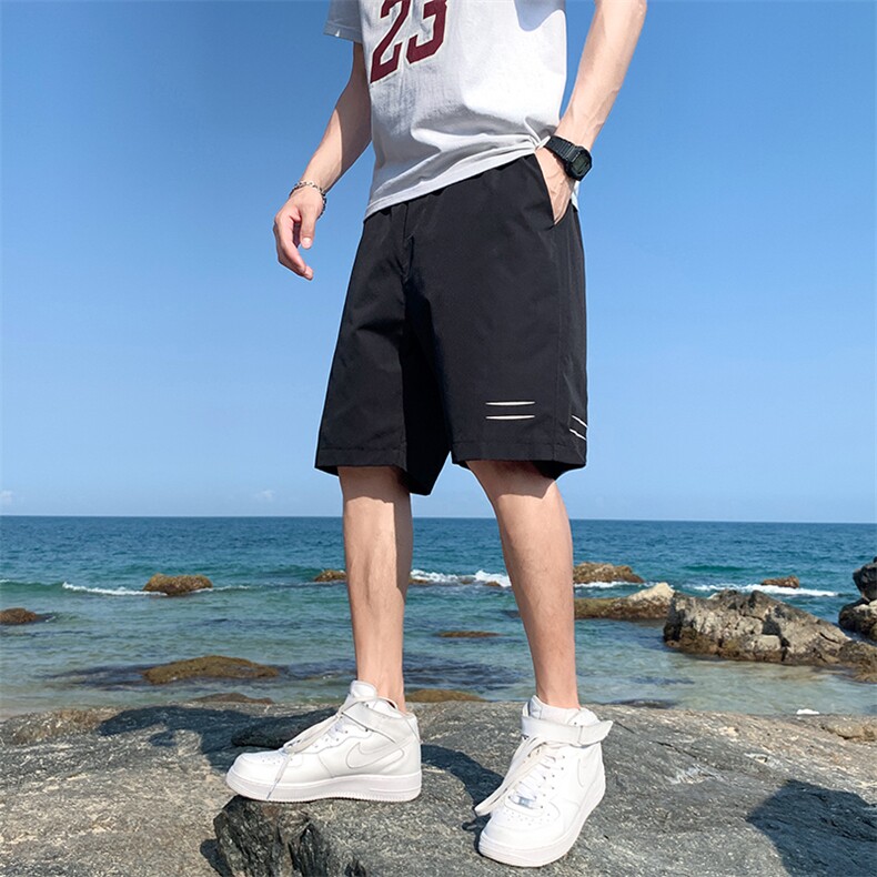 简约冰丝短裤男士夏季薄款大码潮牌ins运动裤痞帅外穿宽松五分裤,男装休闲裤,星座227-7