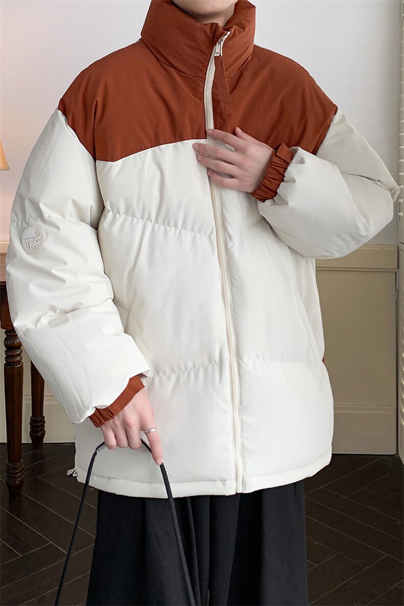 港风潮牌新款拼色立领棉服潮流保暖棉衣M071-P85控118,男装棉衣,星座717