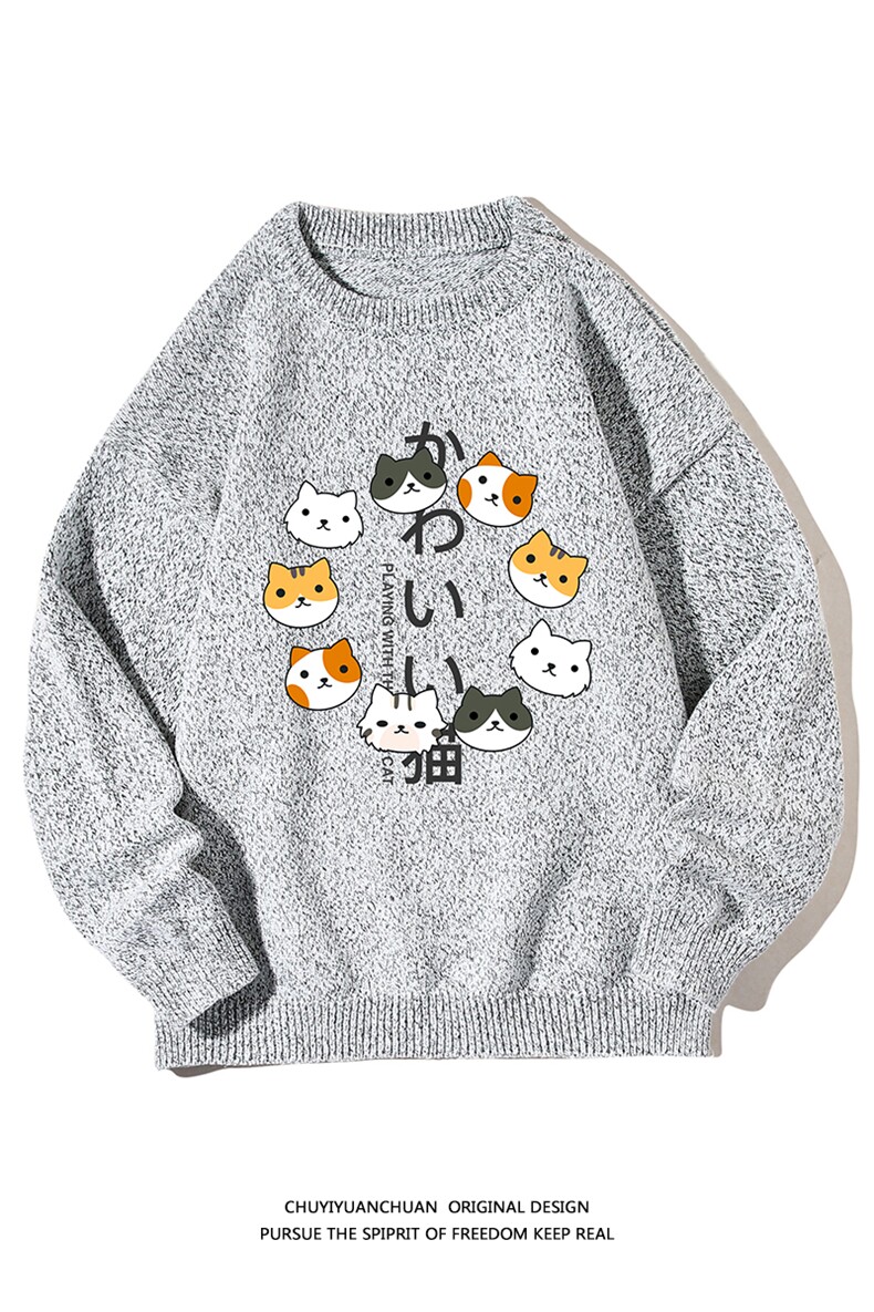 加厚加绒毛衣男大码毛线衣男针织衫M19215-P45加绒款-P65白底,男装针织衫/毛衣,电商A040A