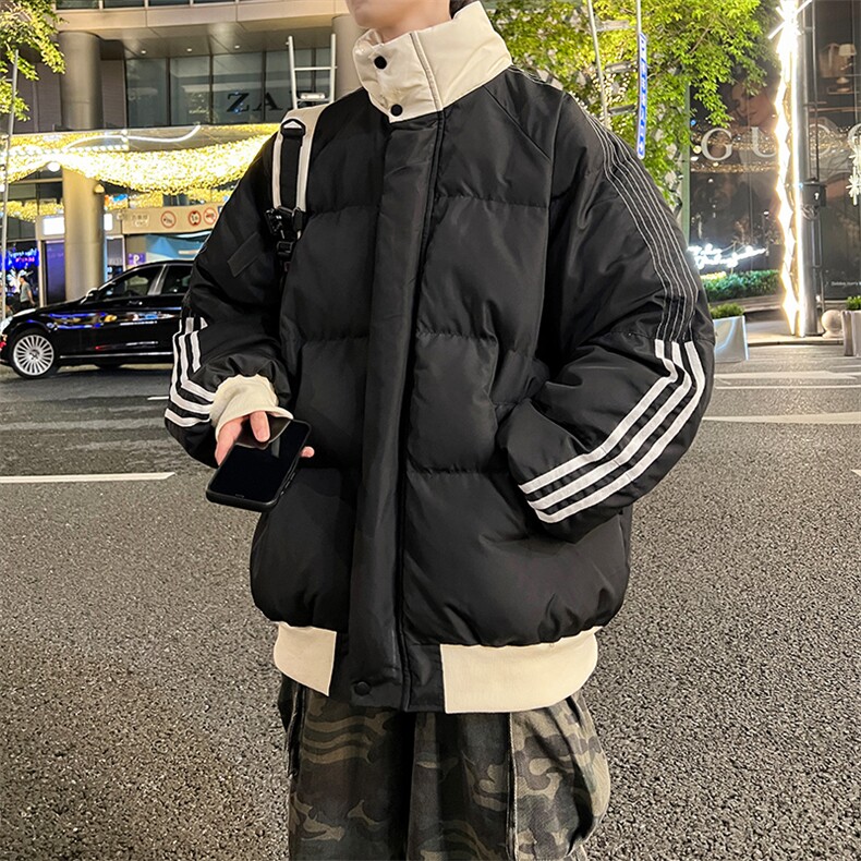 8XL-M三道杠韩系拼接立领加厚棉服三条杠棉衣面包服外套MY1706P98,男装棉衣,电商D206-1