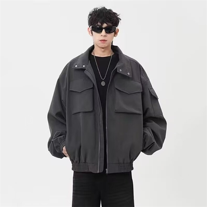 网络图现货潮口袋工装男款硬汉风高级显瘦休闲夹克JB394-P65,男装夹克,星座715-7