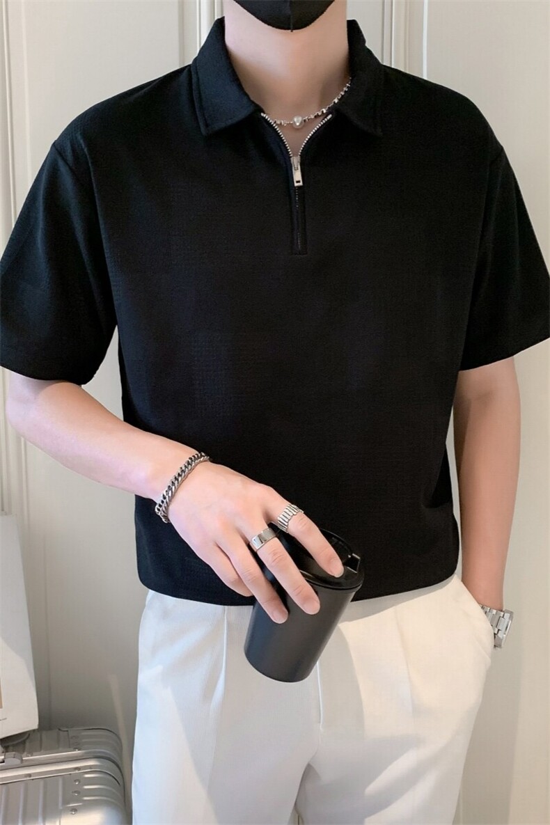 2025夏季新款社会小伙肌理感polo衫男短袖T恤TX03P58控78,男装Polo衫,电商B276A