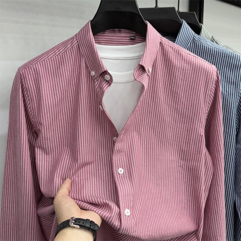 FN25129条纹长袖衬衣全棉大量备货男士彩条商务衬衫,男装衬衫,钱塘207-1