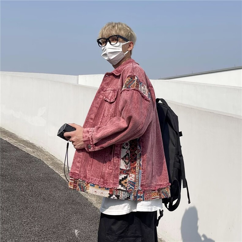 复古高街水洗做旧牛仔外套男春秋hiphop美式夹克宽松情侣JK337-P8,男装夹克,星座1008