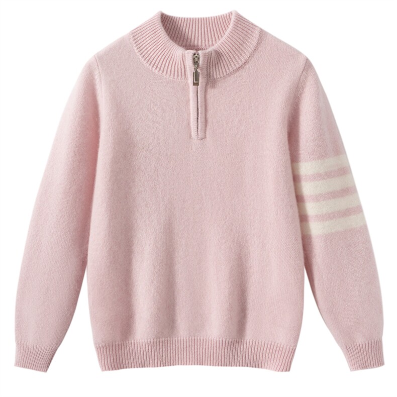 2025时尚百搭通勤简约休闲半拉链儿童羊绒衫，童装儿童羊绒衫，圣极绒童装