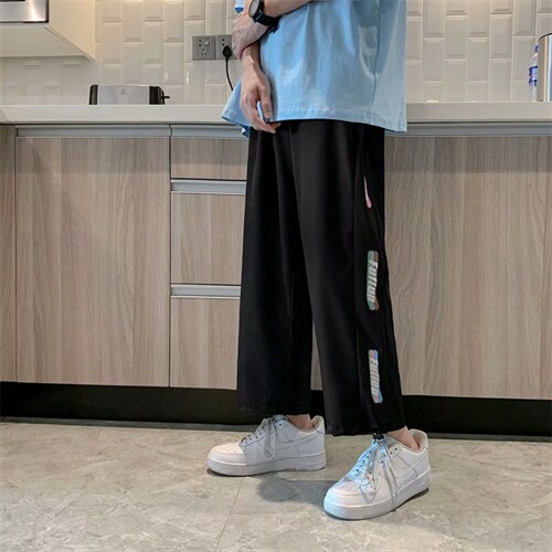 冰丝裤子男韩版九分裤港风宽松休闲束脚裤夏季运动裤潮G1844-p30，男装休闲裤，星座1008