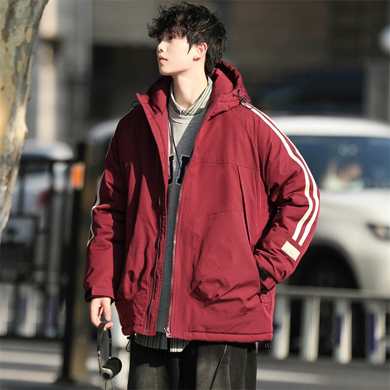 冬上新加棉加厚棉服学生时尚连帽棉衣外套男女 8321-P110控价158图片