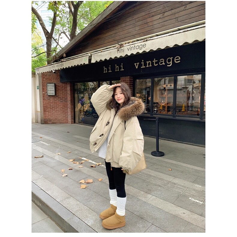 毛领连帽派克风牛角扣外套冬季新款棉服女保暖加厚夹棉袄显瘦棉衣,男装棉衣,星座1210-1