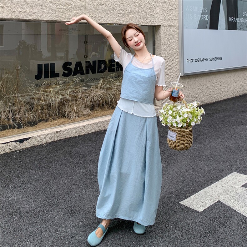 韩系吊带背心T恤花苞半身裙三件套2C050-1269-P165-K248,女装套装/套裙,2C050