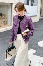 2025年冬季新款修身加厚毛呢羽绒服小香风外套女法式粗花呢上衣，女装毛呢外套，1D102-1