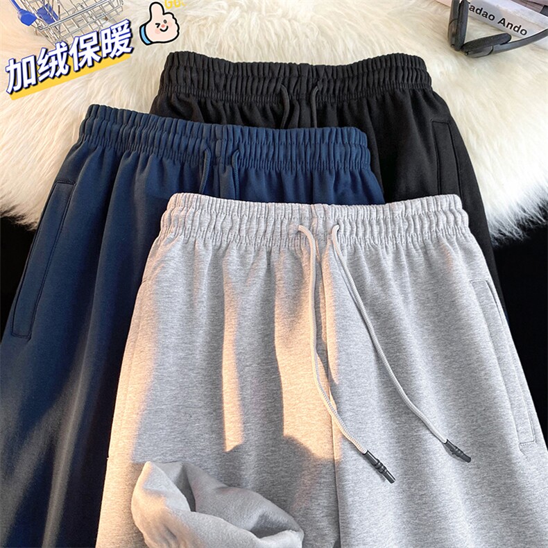 加绒休闲裤男冬季新款港风宽松束脚裤学生卫裤XZ102A-4-K800-P50,男装休闲裤,星座211-2