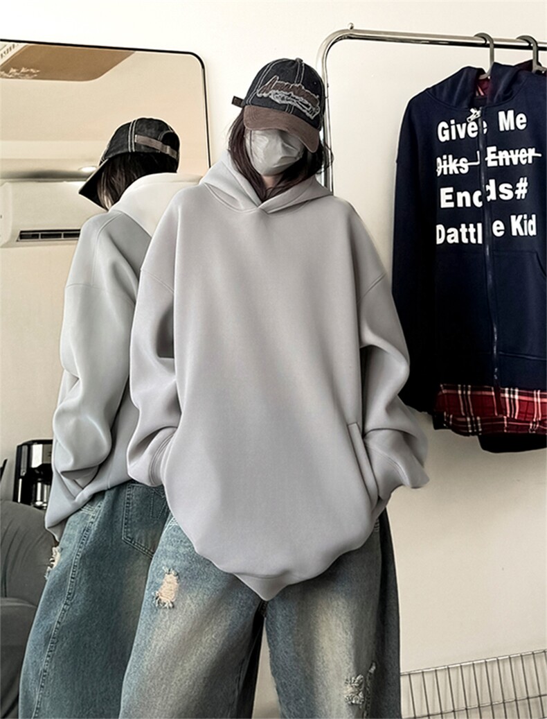 抖音得物二开支持退换480克重磅双面德绒加厚加绒连帽卫衣WDR11,男装卫衣,电商A486