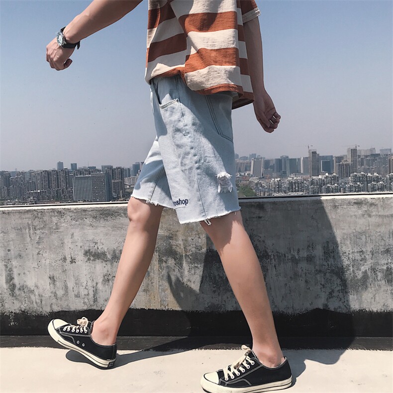 （大货）港风夏季清爽休闲裤牛仔短裤男韩版潮流五分裤D/,男装牛仔裤,电商D202