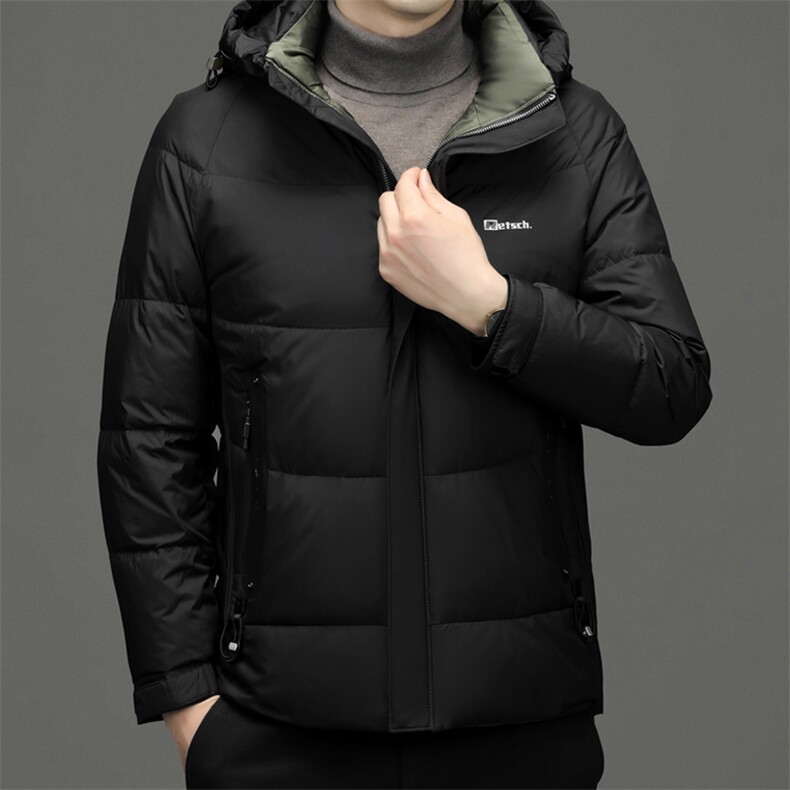 羽绒服男2023新款冬季白鸭绒加厚保暖上衣中青年可脱卸帽外套男装,男装羽绒服,电商B212（原钱塘6029）