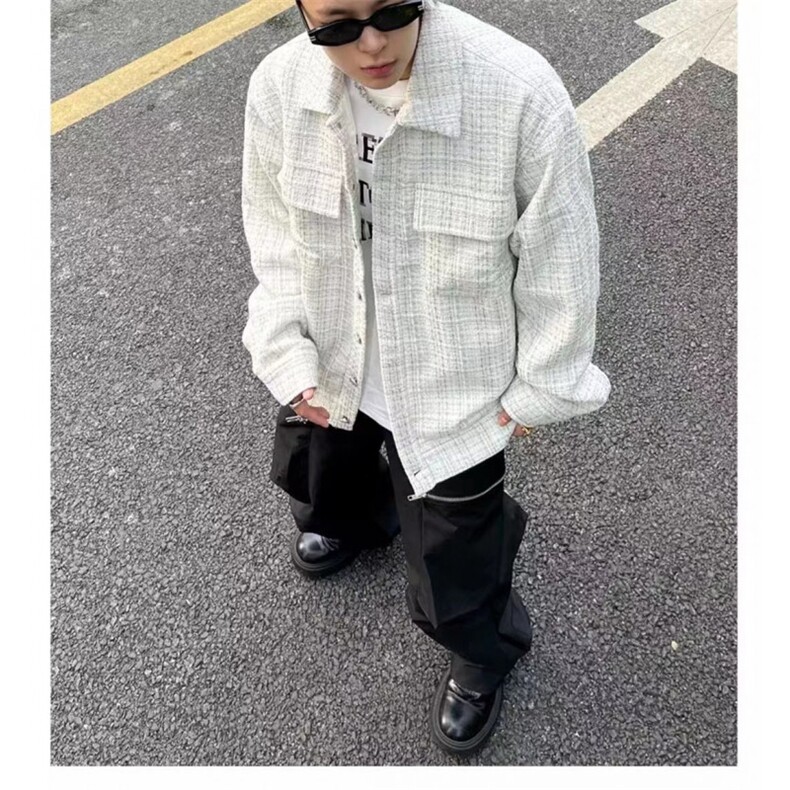2025春秋款复古小香风长袖衬衫外套男女韩版情侣翻领刺绣宽松上衣,男装衬衫,四季星座505