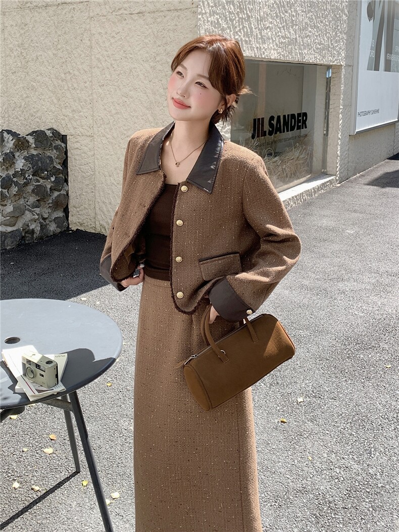 现货-高级感小香风加厚夹棉套装裙女2025秋冬新款气质减龄两件套,女装套装/套裙,霓裳依族