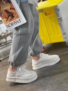 欧洲站帆布系带底帮厚底松糕坡跟休闲板鞋，其它，她他麦