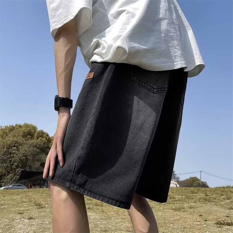 牛仔短裤男士夏季薄款潮牌宽松休闲中裤潮流美式五分裤DK0732-P38,男装牛仔裤,星座308B-2