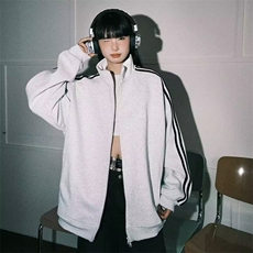 美式条纹立领夹克外套三条杠宽松休闲运动上衣男女同款982/P46，男装夹克，星座506