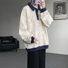 美式解构撞色拼接卫衣男秋季潮牌复古宽松大码痞帅情侣款上衣外套，男装卫衣，电商A059