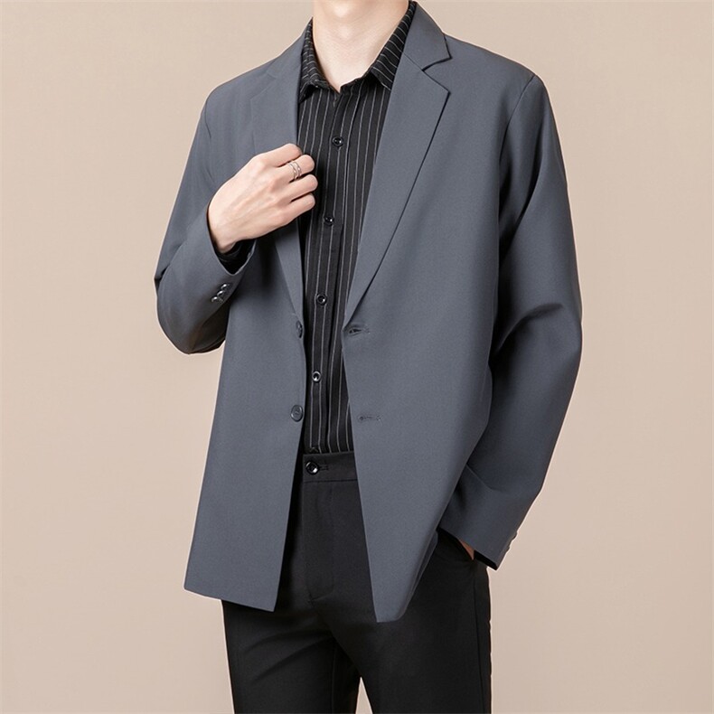 休闲西装男套装外套春秋季宽松商务痞帅黑色西服正装男W25，男装休闲套装，星座1116A-2（原606A-1）