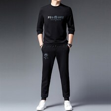 2023新款爸爸运动套装男秋季印花圆领卫衣男中年商务休闲运动服，男装休闲套装，电商B212（原钱塘6029）