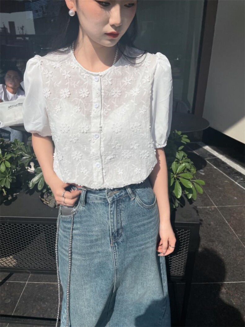 现货夏装新款短袖衬衫女韩版时尚大方，女装衬衫，泰靡(2F)