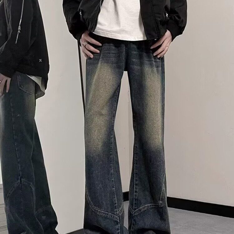 复古工装牛仔裤男宽松直筒阔腿显瘦裤子潮流美式高街百搭休闲长裤,男装牛仔裤,星座1210-1
