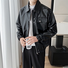 痞帅Pu皮衣小众设计感潮牌皮夹克男机车服秋冬高街外套JK0631-P75，男装皮衣，星座308B-2