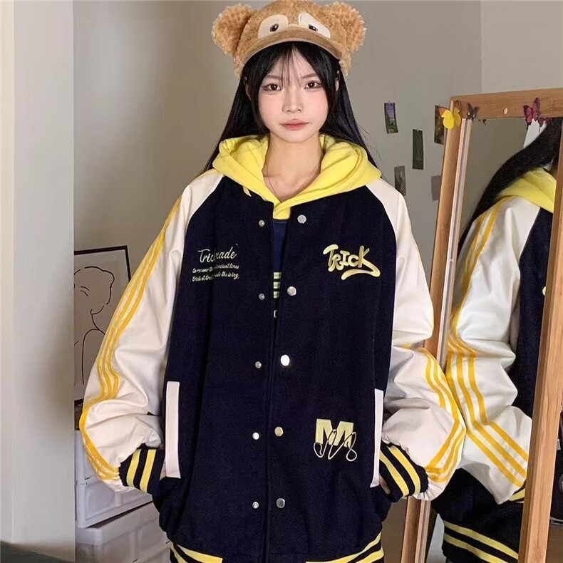拼接刺绣字母棒球服春秋季新款宽松韩版学生百搭外套JK883,女装短外套,星座516A