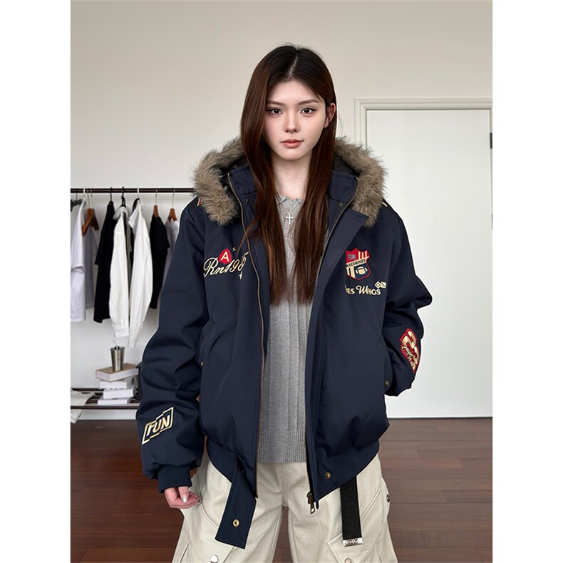 XZ1005-1-HXD1119-P128美式刺绣徽章座山雕棉衣外套加厚夹克棉服，男装夹克，星座1005-1