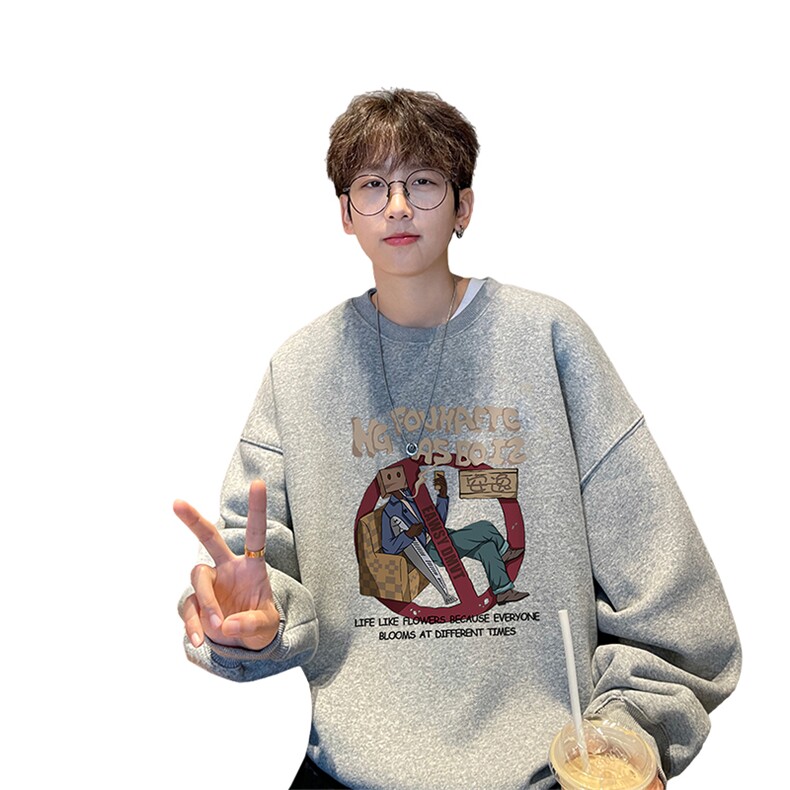 ！圆领卫衣男装港风长袖T恤男外套男WY154-P28,男装卫衣,电商B367