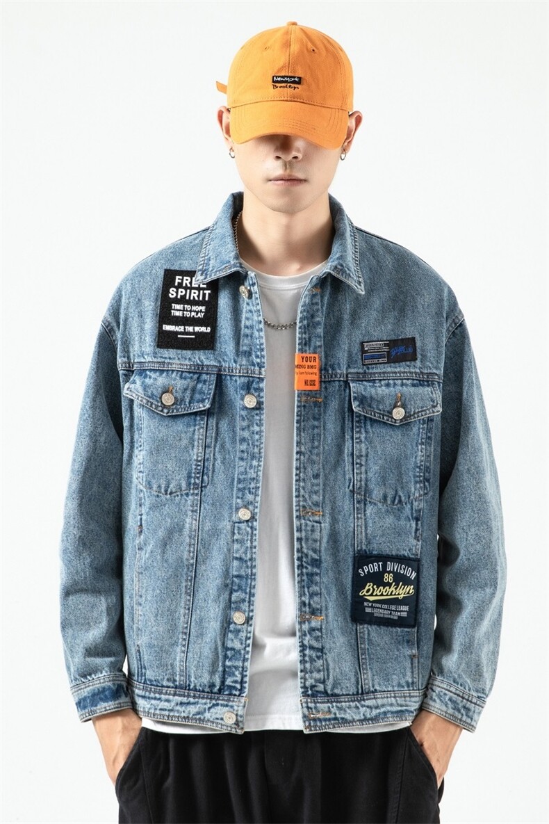 2025春季新款牛仔外套男牛仔衣潮牌欧美街头夹克6626-P75,男装工装外套,电商B223（原星座515-1）