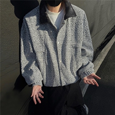 秋季工装夹克休闲潮牌银丝斜纹雪尼尔翻领休闲外套A436-6116-P75，男装夹克，电商A436